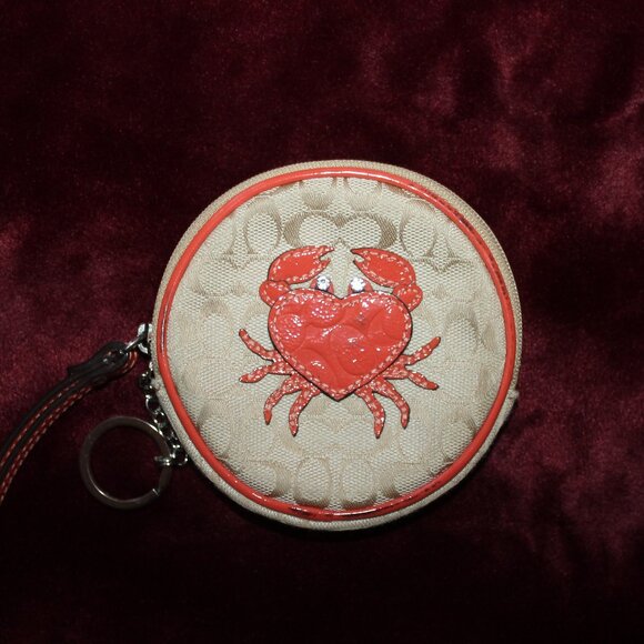 Vintage Coach Coral Leather Crab coin purse - Picture 1 of 4